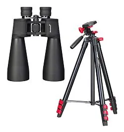 снимка комплект бинокъл Levenhuk Bruno BASE 15x70 и триножник  