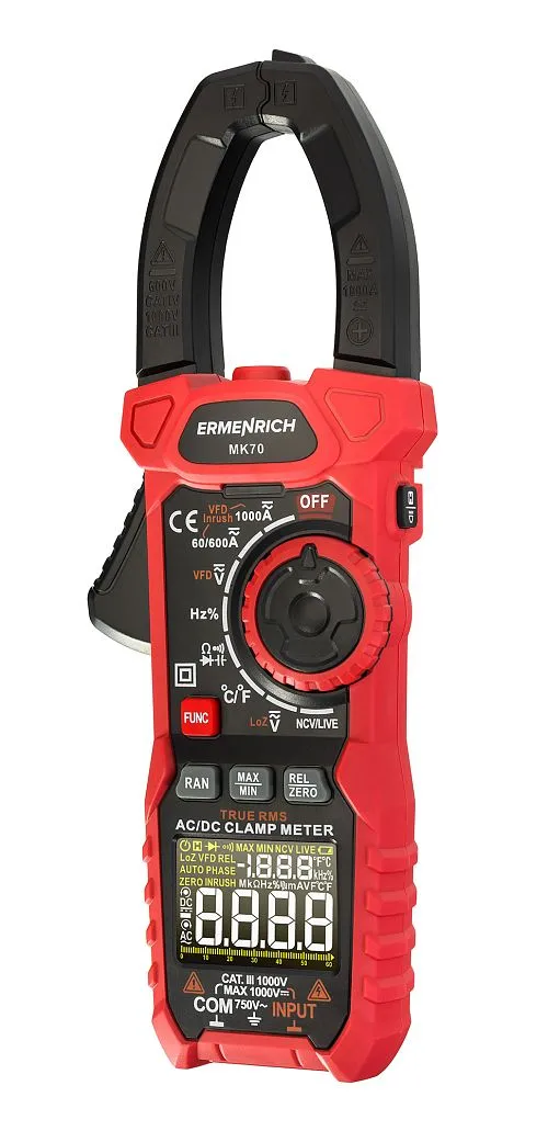 картинка цифрови амперметър клещи Ermenrich Ping MK70