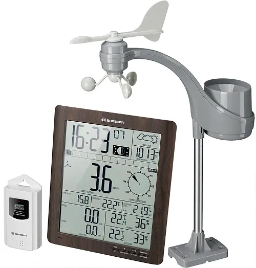 изображение метеорологична станция Bresser ClimaTemp XXL с дървен дизайн,  1