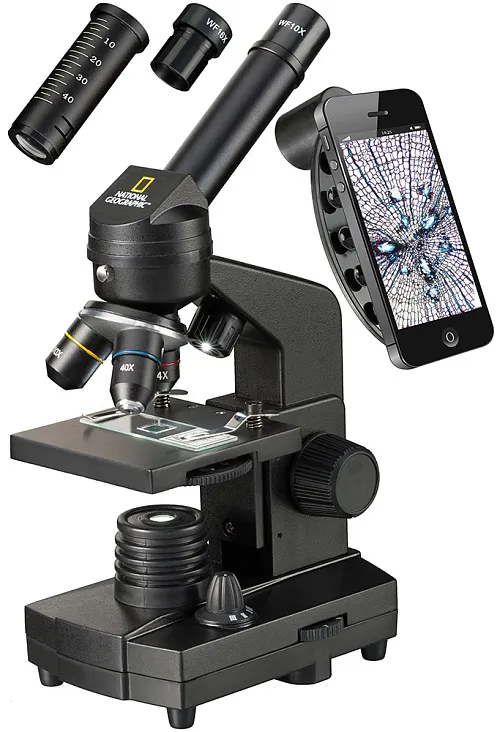снимка микроскоп Bresser National Geographic 40x–1280x с адаптер за смартфон,  1