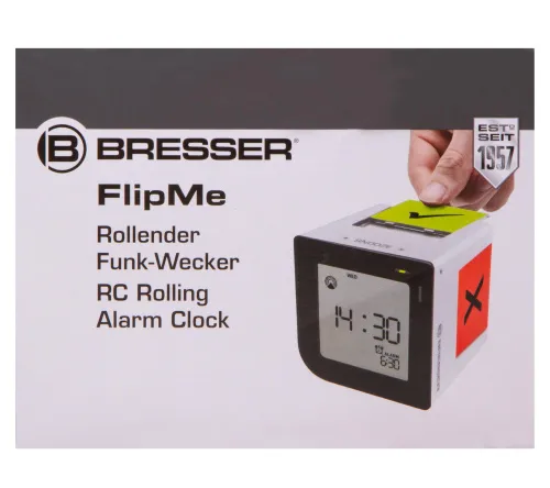 картинка настолен будилник Bresser FlipMe Alarm Clock, сребрист,  12