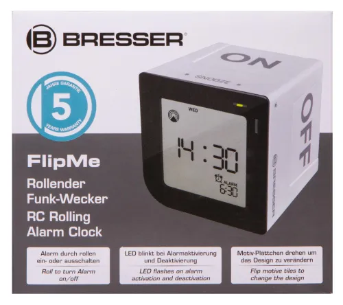 картинка настолен будилник Bresser FlipMe Alarm Clock, сребрист,  16