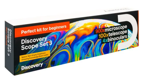 снимка комплект Levenhuk Discovery Scope 3 с книга,  24