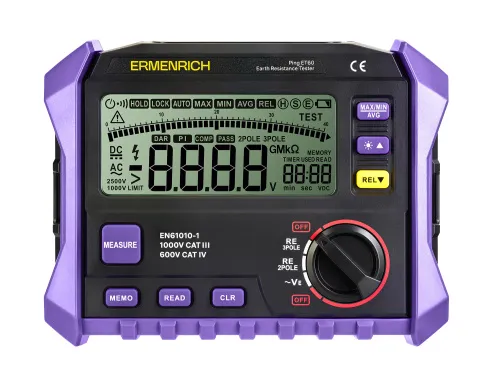 фотография тестер за съпротивлението на заземяването Ermenrich Ping ET60,  3