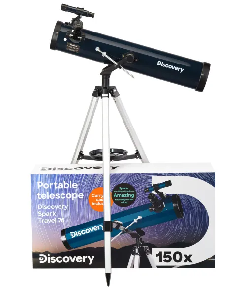 картина телескоп Levenhuk Discovery Spark Travel 76 с книга,  2
