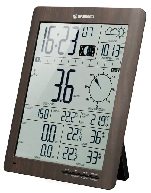 изображение метеорологична станция Bresser ClimaTemp XXL с дървен дизайн,  3