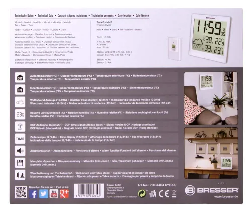 картина mетеорологична станция Bresser TemeoTrend JC LCD RC, бяла,  12