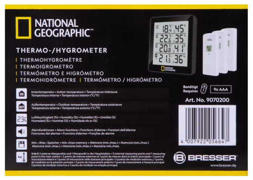 картина термохигрометър с функция за измерване Bresser National Geographic, черен,  12