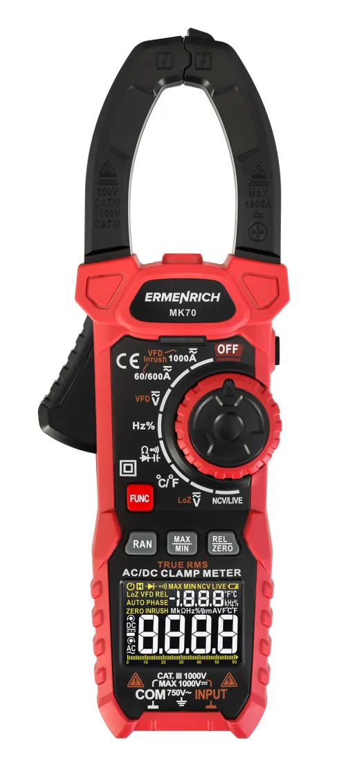 картинка цифрови амперметър клещи Ermenrich Ping MK70,  3