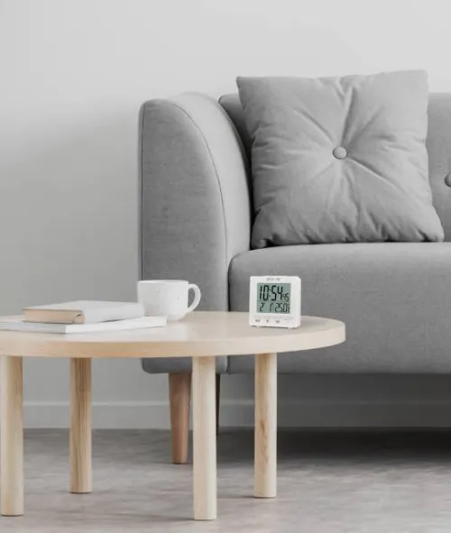 снимка цифров часовник RC Explore Scientific с показател на температурата на закрито, бял,  2