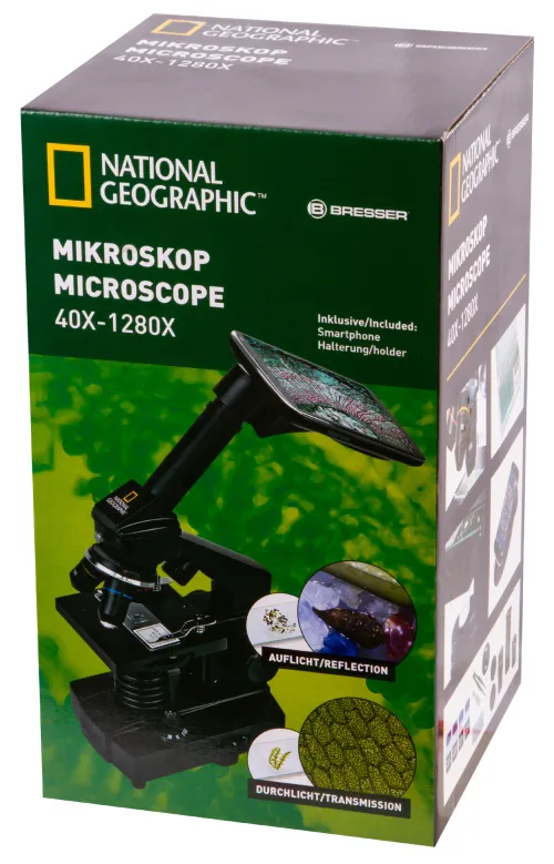 снимка микроскоп Bresser National Geographic 40x–1280x с адаптер за смартфон,  18