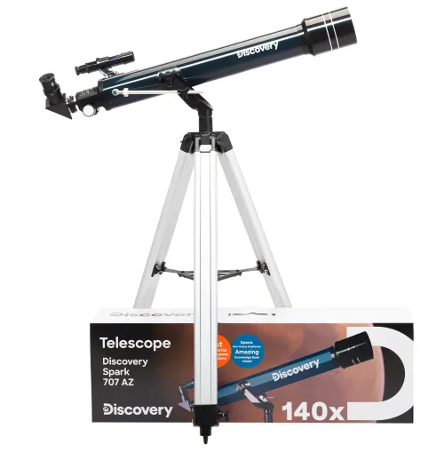картинка телескоп Levenhuk Discovery Spark 707 AZ с книга,  2