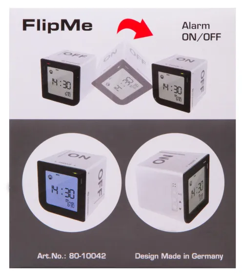 картинка настолен будилник Bresser FlipMe Alarm Clock, сребрист,  15