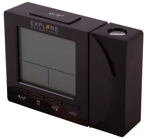 снимка цифров прожекционен часовник RC Explore Scientific с показател на температурата на закрито, черен,  8