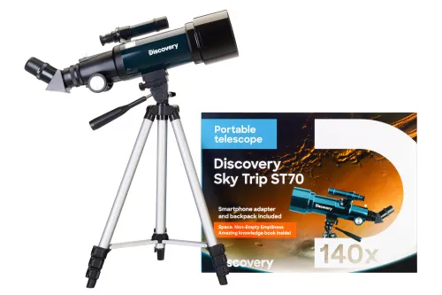 картинка телескоп Levenhuk Discovery Sky Trip ST70 с книга,  2