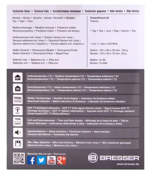 изображение метеорологична станция Bresser TemeoTrend LB RC,  12