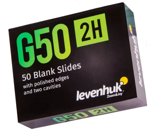 изображение чисти предметни стъкла с две гнезда Levenhuk G50 2H, 50 бр.,  7