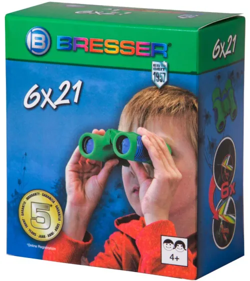 картинка бинокъл за деца Bresser Junior 6x21, зелен,  6