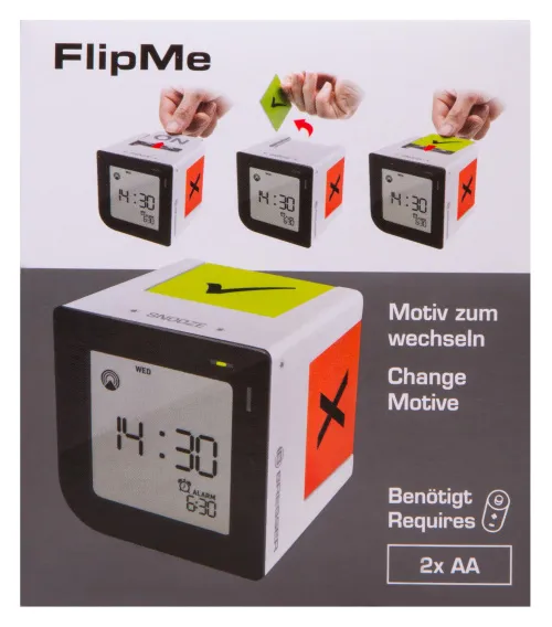 картинка настолен будилник Bresser FlipMe Alarm Clock, сребрист,  14