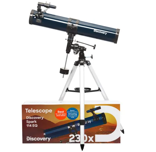 фотография телескоп Levenhuk Discovery Spark 114 EQ с книга,  2