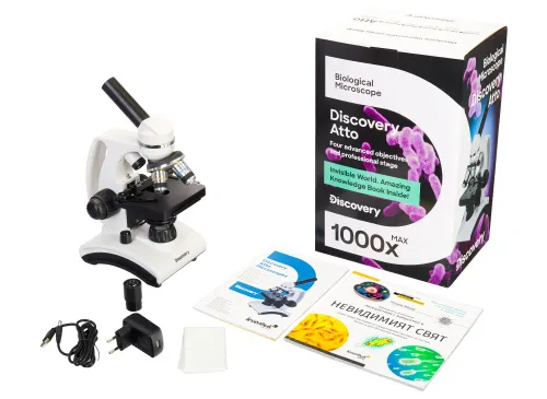 снимка микроскоп Levenhuk Discovery Atto Polar с книга,  2