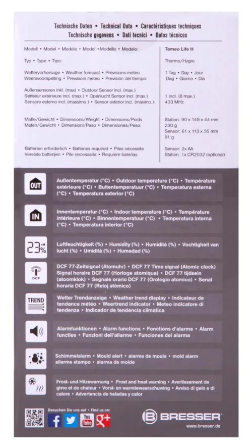 снимка метеорологична станция Bresser Temeo Life H с цветен дисплей, черна,  14