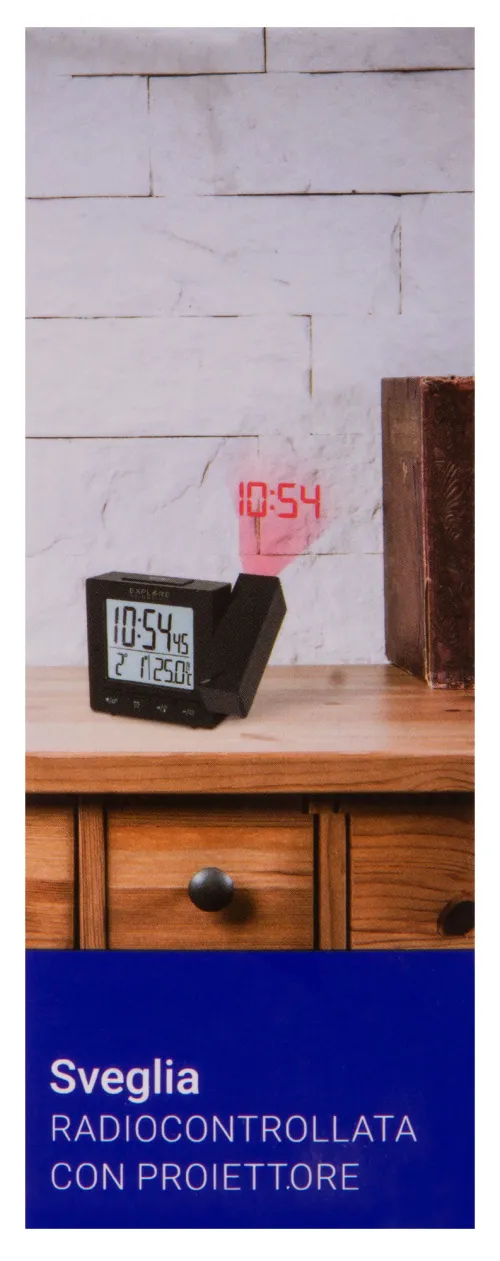 снимка цифров прожекционен часовник RC Explore Scientific с показател на температурата на закрито, черен,  18