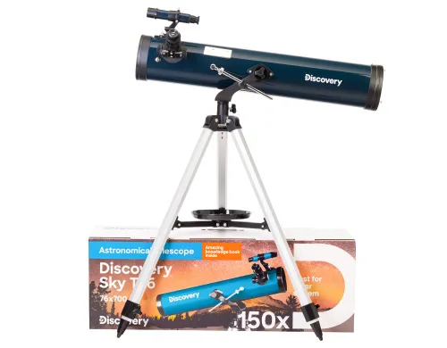 картинка телескоп Levenhuk Discovery Sky T76 с книга,  2