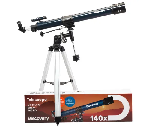 изображение телескоп Levenhuk Discovery Spark 709 EQ с книга,  2