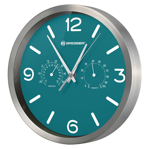 картинка стенен часовник термо/хигро Bresser MyTime DCF 25 cm, бензин син